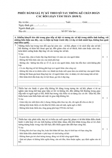 Phiếu đánh giá rối loạn phổ tự kỷ DSM-5